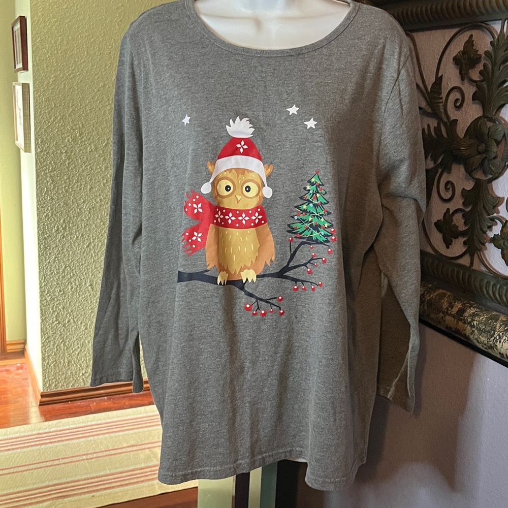 Woman Within Top Grey with Owl print Sz 18/20